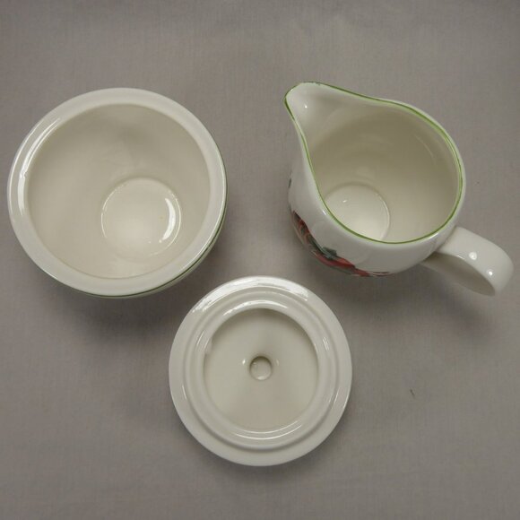 William James Holiday Fruit Cream and Sugar Bowl Strawberries Christmas Ribbon - Picture 7 of 12